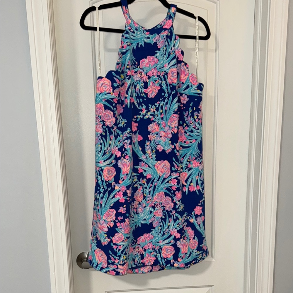 Lily Pulitzer Floral Halter Dress in Blue and Pink